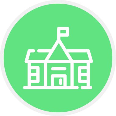 Okul Satırı Çemberi Basit Simge, Vektör İllüstrasyonu