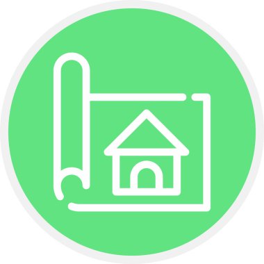 Ev Tasarımı Satırı Çemberi Basit Simge, Vektör İllüstrasyonu