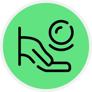 Telekinezi Çizgisi Çemberi Basit Simge, Vektör İllüstrasyonu