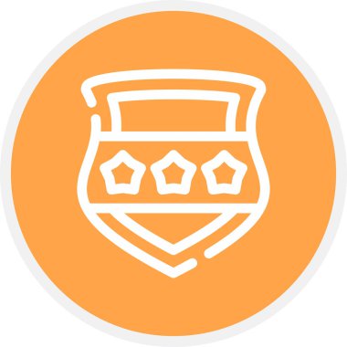 Polis Kalkanı Hat Çemberi Basit Simge, Vektör İllüstrasyonu