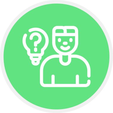 -Düşünme Çizgisi Çemberi Basit Simge, Vektör İllüstrasyonu