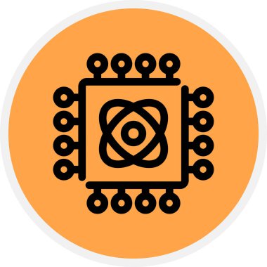 Kuantum Teknoloji Çizgisi Çemberi Basit Simge, Vektör Resimleri