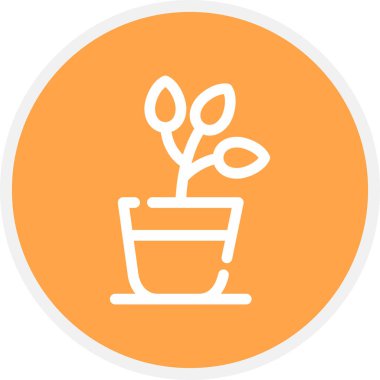 Bitki Çizgisi Çemberi Basit Simge, Vektör İllüstrasyonu