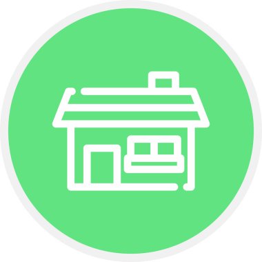 Ev Satırı Çemberi Basit Simge, Vektör İllüstrasyonu