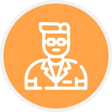 Bilim adamı Satır Çemberi Basit Simge, Vektör İllüstrasyonu