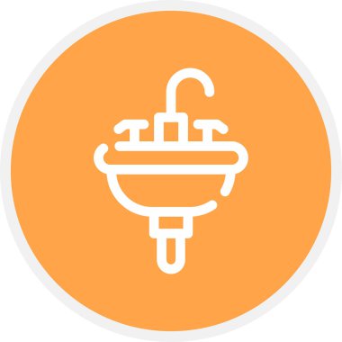 Sink Line Circle Basit Simge, Vektör İllüstrasyonu