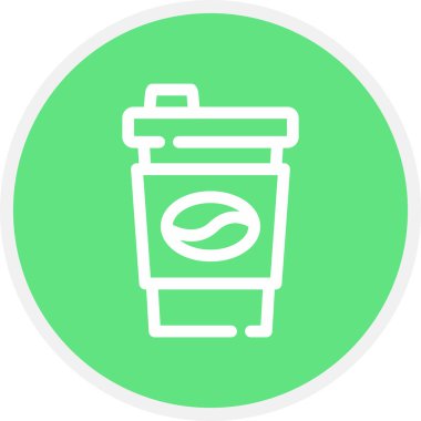 Kahve Kupası Çizgisi Çemberi Basit Simge, Vektör İllüstrasyonu