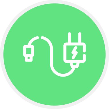 Şarj Hattı Çemberi Basit Simge, Vektör İllüstrasyonu