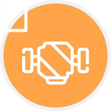 Araba Motor Hattı Çemberi Basit Simge, Vektör Resimleri