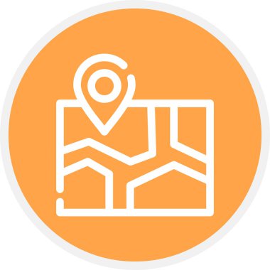 Harita Satırı Çemberi Basit Simge, Vektör İllüstrasyonu