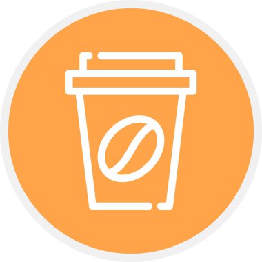 Kahve Hattı Çemberi Basit Simge, Vektör İllüstrasyonu