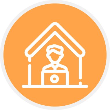 Merkez Ofis Satırı Çemberi Basit Simge, Vektör İllüstrasyonu