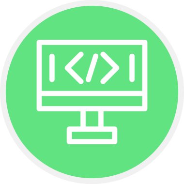 Kodlama Satırı Çemberi Basit Simge, Vektör İllüstrasyonu