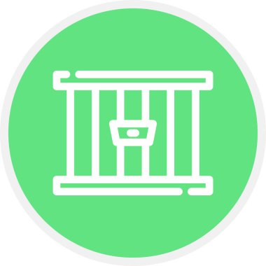 Hapishane Çizgisi Çemberi Basit Simge, Vektör İllüstrasyonu