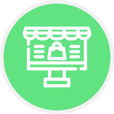 Çevrimiçi Alışveriş Hattı Çemberi Basit Simge, Vektör Resimleri