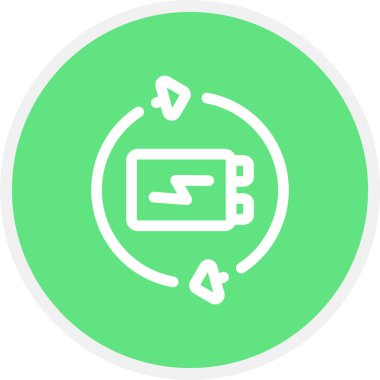 Pil Geri Dönüşüm Hattı Çemberi Basit Simge, Vektör Resimleri