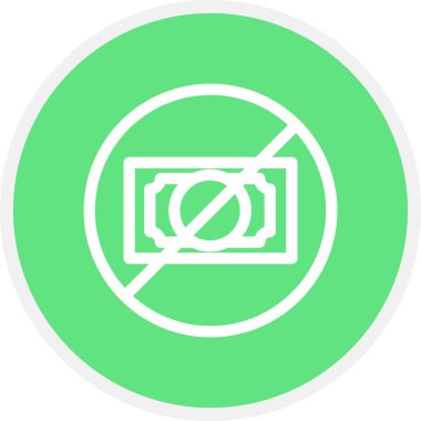 Para Çizgisi Çemberi Yok Basit Simge, Vektör İllüstrasyonu