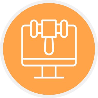 Çevrimiçi Satır Çemberi Basit Simge, Vektör İllüstrasyonu