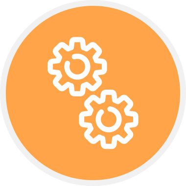 Gears Satır Çemberi Basit Simge, Vektör İllüstrasyonu