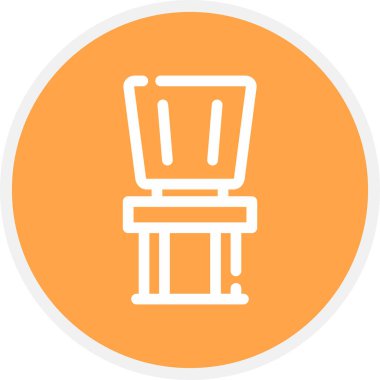 Sandalye Çizgisi Çemberi Basit Simge, Vektör İllüstrasyonu