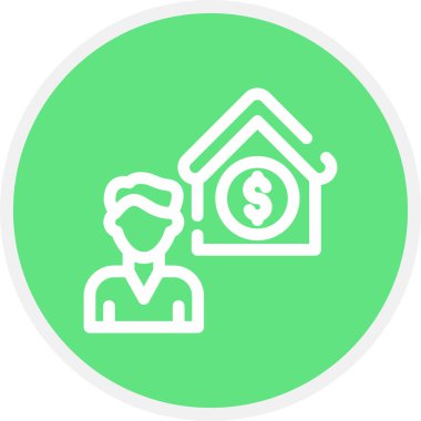 Broker Satış Çizgisi Çemberi Basit Simge, Vektör Resimleri