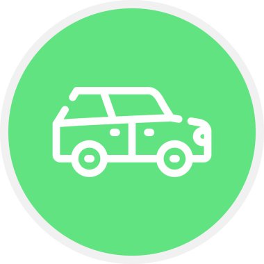 Otomobil Hattı Çemberi Basit Simge, Vektör İllüstrasyonu