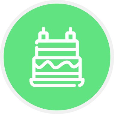 Doğum günü Pasta Hattı Çemberi Basit Simge, Vektör Resimleri