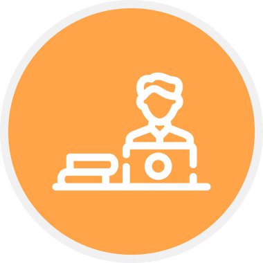 Serbest Çalışan Erkek Satır Çemberi Basit Simge, Vektör Resimleri