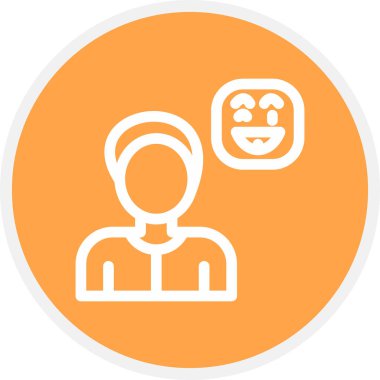 Neşeli Satır Çemberi Basit Simge, Vektör İllüstrasyonu