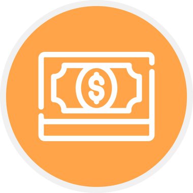 Banknotes Satır Çemberi Basit Simge, Vektör İllüstrasyonu