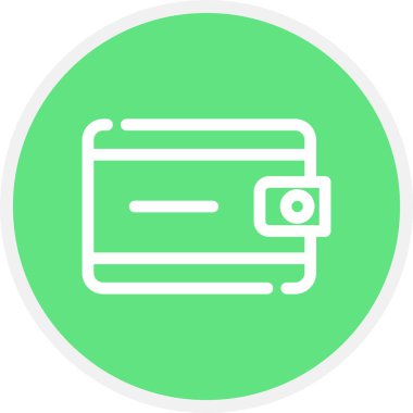 Cüzdan Satırı Çemberi Basit Simge, Vektör İllüstrasyonu