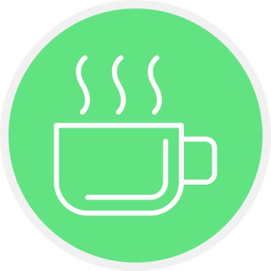 Kahve Hattı Çemberi Basit Simge, Vektör İllüstrasyonu