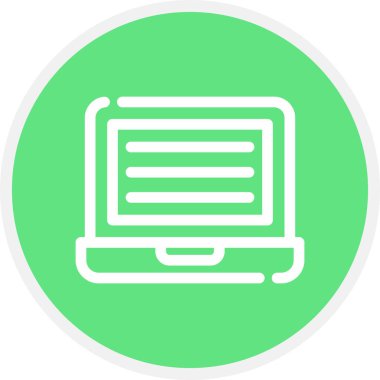 Laptop Satır Çemberi Basit Simge, Vektör İllüstrasyonu