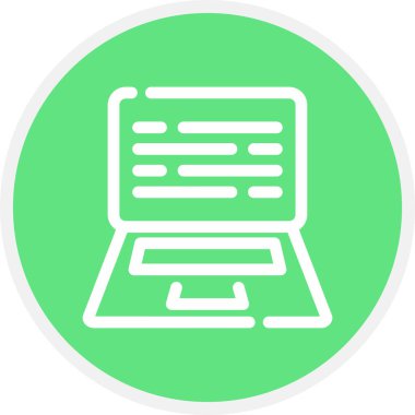 Laptop Satır Çemberi Basit Simge, Vektör İllüstrasyonu