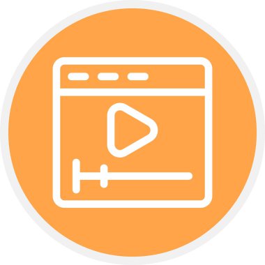 Video Satırı Çemberi Basit Simge, Vektör İllüstrasyonu