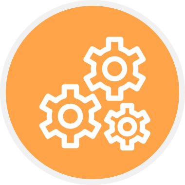 Gear Çizgisi Çemberi Basit Simge, Vektör İllüstrasyonu