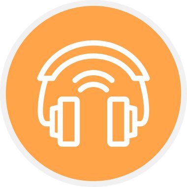 Kulaklık Hattı Çemberi Basit Simge, Vektör İllüstrasyonu