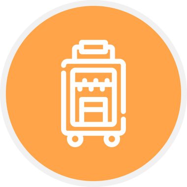 Bavul Çizgisi Çemberi Basit Simge, Vektör İllüstrasyonu