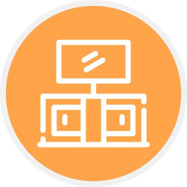 Tv Stand Line Circle Basit Simge, Vektör İllüstrasyonu