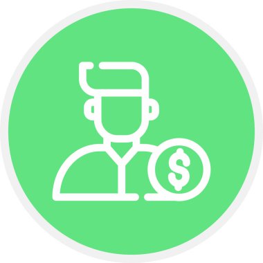 İş adamı Satırı Çemberi Basit Simge, Vektör İllüstrasyonu