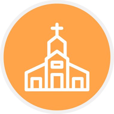 Kilise Çizgisi Çemberi Basit Simge, Vektör İllüstrasyonu