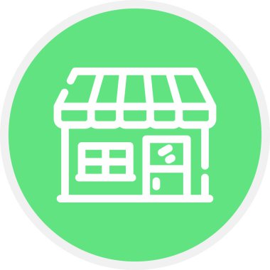 Shop Line Circle Basit Simge, Vektör İllüstrasyonu