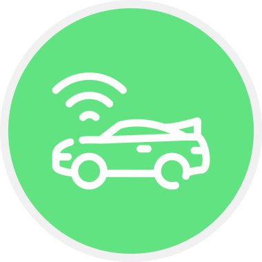 Akıllı Araç Hattı Çemberi Basit Simge, Vektör İllüstrasyonu