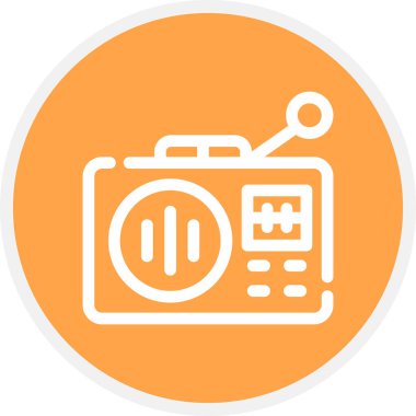 Radyo Satırı Çemberi Basit Simge, Vektör İllüstrasyonu