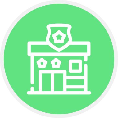 Polis Merkezi Hat Çemberi Basit Simge, Vektör İllüstrasyonu