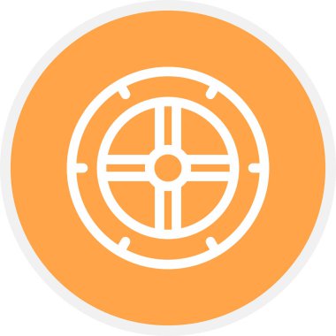 Tekerlek Hattı Çemberi Basit Simge, Vektör İllüstrasyonu