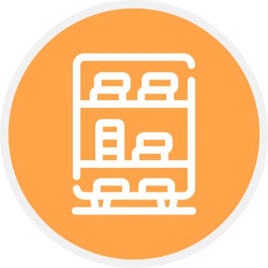 Kitaplık Satırı Çemberi Basit Simge, Vektör Resimleri