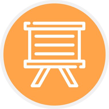 Beyaz Tahta Satır Çemberi Basit Simge, Vektör İllüstrasyonu