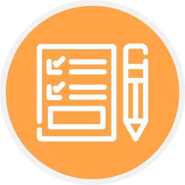 Sınav Satırı Çemberi Basit Simge, Vektör İllüstrasyonu