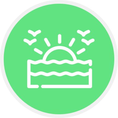 Deniz Hattı Çemberi Basit Simge, Vektör İllüstrasyonu